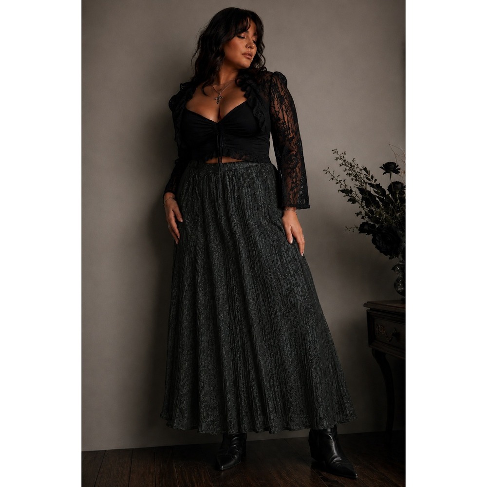 Banana Republic NWT Deep Green Lace Pleated Maxi Skirt Size 12